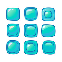Bright cartoon blue vector buttons for web or game ui design