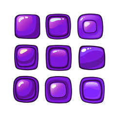 Bright cartoon violet vector buttons for web or game design
