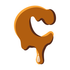 Letter C from caramel icon isolated on white background. Alphabet symbol
