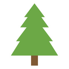 Fototapeta premium Einfacher Tannenbaum grün mit braunem Stamm