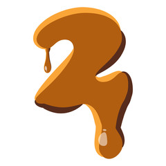 Number 2 from caramel icon isolated on white background. Figure symbol