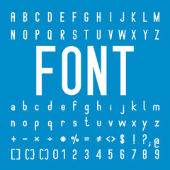 Create Alphabet Vector Font Design White font on a blue background