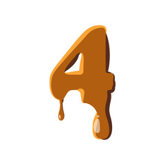 Number 4 from caramel icon isolated on white background. Figure symbol