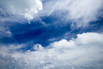 Naklejka na ściany i meble Blue sky background with tiny clouds