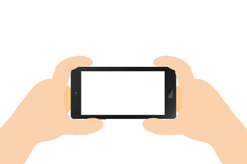 Hand holding black smart phone