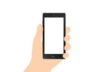 Hand holding black smart phone