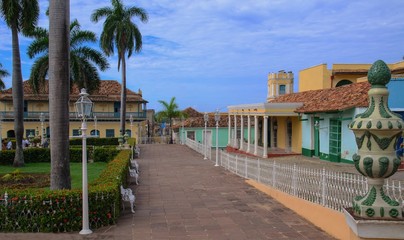 View of part of Mayor square in Trinidad, Cuba. Trinidad is a town in the central part of Cuba. UNESCO World Heritage Site in 1988, the city was written for its colonial architecture.