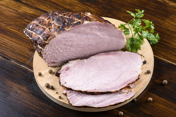 homemade sausage - a few slices of ham