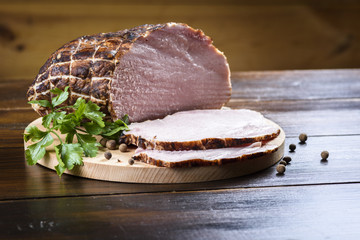 homemade sausage - a few slices of ham