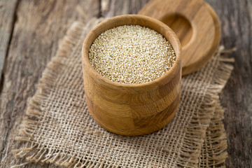 organic quinoa on old background