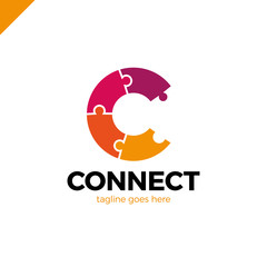 C letter logo icon template. Puzzle connectivity,Technology, network, digital, Company logotype Vector Illustration