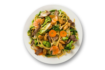 Thai food Pad thai , Stir fry noodles with shrimp and vegetables