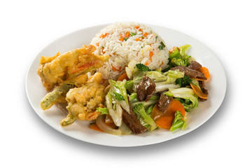 Thai food Pad thai , Stir fry noodles with shrimp, meat and vegetable