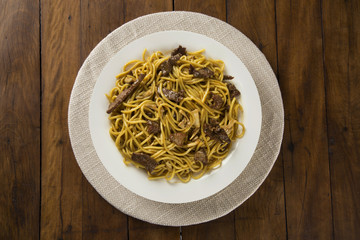 Thai food Pad thai, Stir fry with shrimp, meat and vegetables