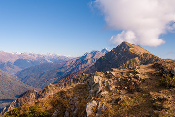 Fototapeta premium beautiful Western Caucasus mountains in autumn 