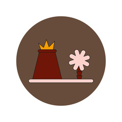 Vector illustration in flat design of volcano explosion and tree