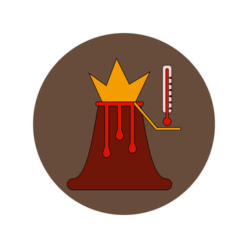 Vector illustration in flat design of volcano explosion and thermometer