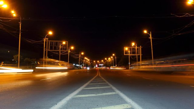 4K time lapse traffic at night with motion blurred images