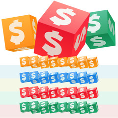 Vector set of children cube alphabet. Optional colorful graphic styles. Symbols