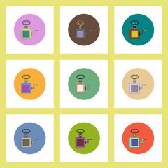 flat icons Halloween set of Vampire Fangs toy concept on colorful circles