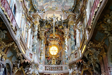 Asam church indoors, Munich, Germany. 