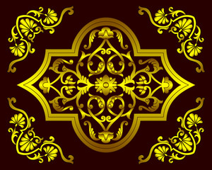 Vector set of decorative plant patterns in the national ethnic style of Uzbekistan, Asia.
