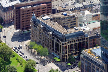 Aerial view of Commerzbank in Frankfurt am Main, Germany.