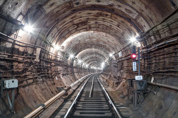 Fototapeta na wymiar Subway tunnel. Kiev, Ukraine. Kyiv, Ukraine