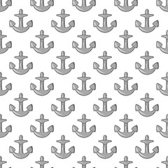 Anchor seamless pattern on white background. Metal rod design vector illustration