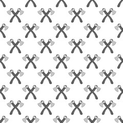 Crossed axes seamless pattern on white background. Instrument for cutting design vector illustration