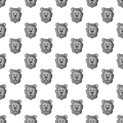 Head of a lion seamless pattern on white background. Animal design vector illustration