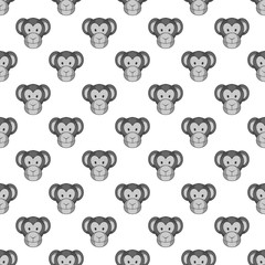Monkey face seamless pattern on white background. Animal design vector illustration