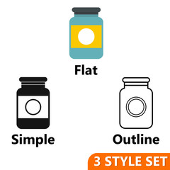 Treatment solution for animals icons set in flat, simple and outline style isolated on white background. Veterinary symbol vector illustration