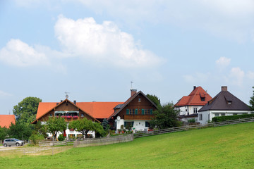 Fototapeta na wymiar Houses in the Bavarian Alps, Germany.