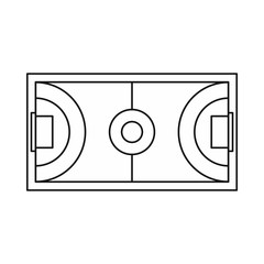 Futsal or indoor soccer field icon in outline style on a white background vector illustration