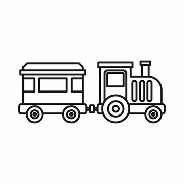 Children train for walks in the amusement park icon in outline style on a white background vector illustration