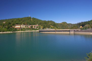 View of Brasimone Lake and its dam.