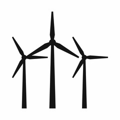 Wind turbines in simple style isolated on white background vector illustration