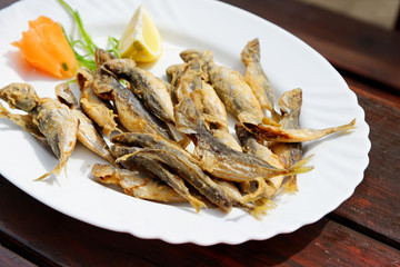 Tradition bulgarian seafood - fried scad.