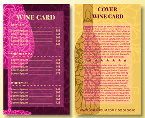 Corporate design, wine card template. Decorated pattern mandala