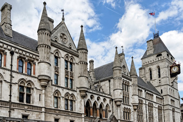 The historical building of Royal Courts of Justice in London, England