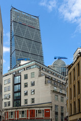 Obraz premium The famous office building - The Cheesegrater (Leadenhall Building) in the City of London, one of the leading centers of global finance.