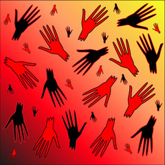 Bloody hands. The pattern of the bloody zombie hands for the Halloween holiday.
