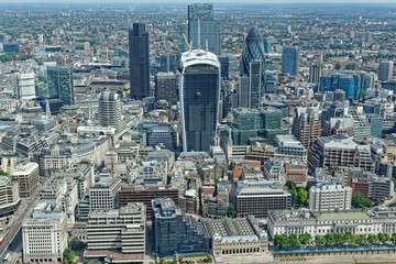 Fototapeta na wymiar London rooftop view panorama with urban architectures. View from the Shard Building in London.