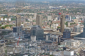 Fototapeta na wymiar London rooftop view panorama with urban architectures.