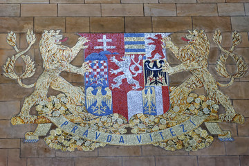 Coat of Arms in the Gothic cathedral of Saint Vitus (The rotunda of St. Vitus) in district Mala Strana, Prague's old town.