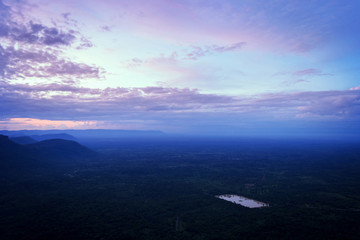 Majestic sunrise in the mountains landscape, fog and cloud mount