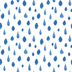 Rain drops seamless pattern. Hand drawn vector illustration.