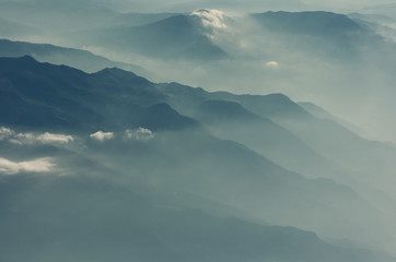 Clouds covering the Corfu mountains 