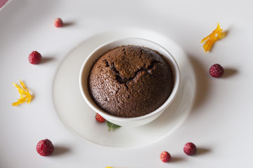 Delicious muffin on a plate 